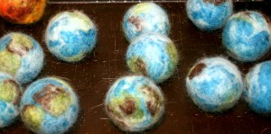 felted earths for wrapping party 2007