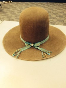 hat with Kathleen's inkle band