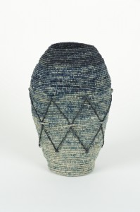 Mali II, coiled, indigo dyed rafia by Barbara Shapiro