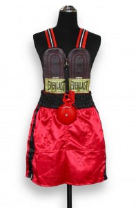 "Knockout" 2004Boxing shorts, leather boxing gloves,nylon webbing, leather rim, metal doorbell
