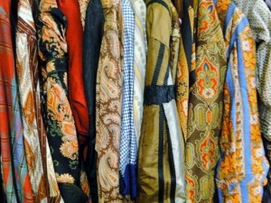 A variety of antique garments in period prints