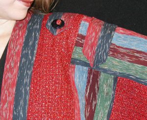 red ikat jacket detail