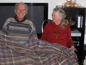 Will and Kate with their hand spun and hand woven blanket