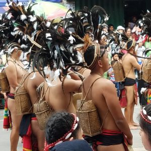 Bontoc backpacks on dancers in Mountain Province Lang-Ay festival